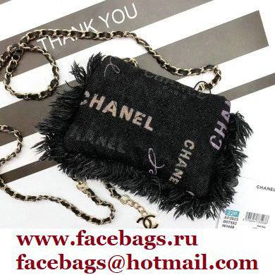Chanel Printed Denim  &  Gold-Tone Metal Black  &  Multicolor belt bag AP2623